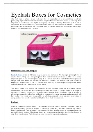 Eyelash Boxes for Cosmetics