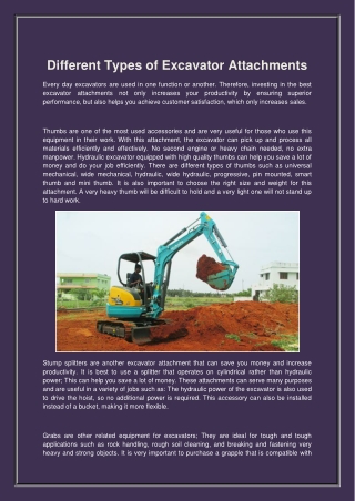 Different Types of Excavator Attachments