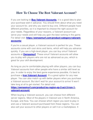 How To Choose The Best Valorant Account?