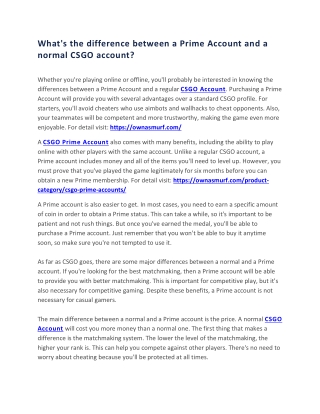 Whats the difference between a Prime Account and a normal CSGO account?