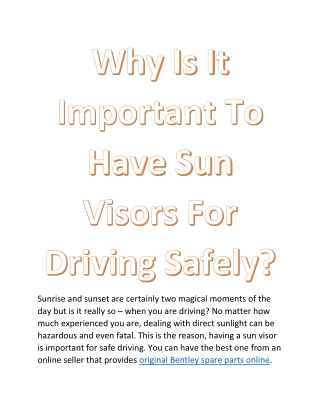 Why Is It Important To Have Sun Visors For Driving Safely