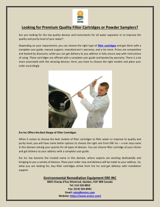 Looking for Premium Quality Filter Cartridges or Powder Samplers