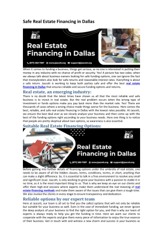 Safe Real Estate Financing in Dallas-converted