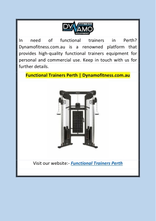 Functional Trainers Perth  Dynamofitness.com.au