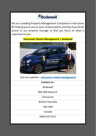 Vancouver Rental Management  Bodewell