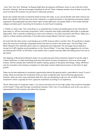 Near Future Report Review (Brownstone Research Jeff Brown ...