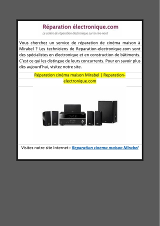 Réparation cinéma maison Mirabel  Reparation-electronique.com