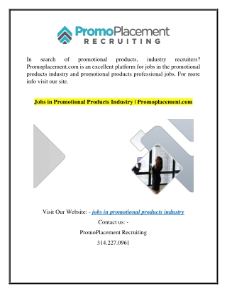 Promotional Products Work Jobs Promoplacement.com
