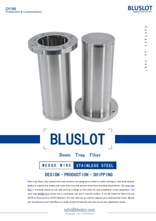 Resin Trap Filter Strainer For Media retention - Bluslot