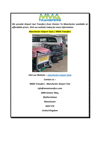 Manchester Airport Taxis  MMA Transfers