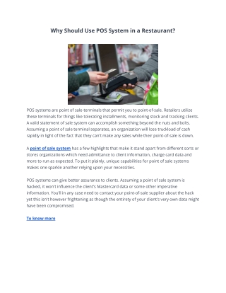 Why Should Use POS System in a Restaurant?