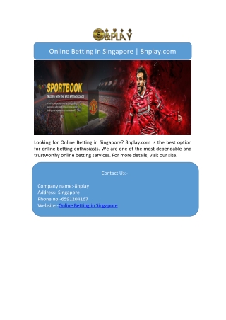 Online Betting in Singapore | 8nplay.com