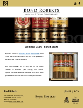 Sell Cigars Online - Bond Roberts