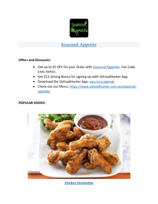 5% off - Seasonal Appetite Chinese Restaurant Craigieburn, VIC
