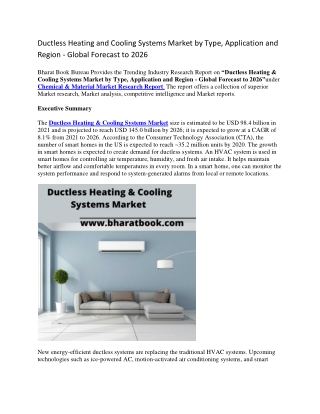 Ductless Heating and Cooling Systems Market by Type, Application and Region - Global Forecast to 2026-converted