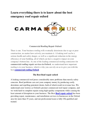 Learn everything there is to know about the best emergency roof repair oxford