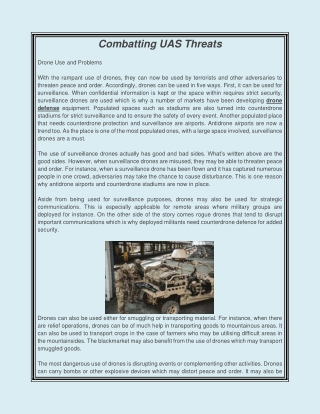 Combatting UAS Threats