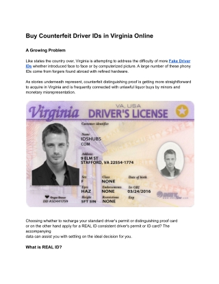 Buy Counterfeit Driver IDs in Virginia Online