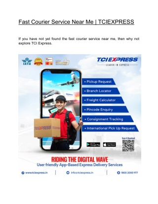 Fast Courier Service Near Me | TCIEXPRESS