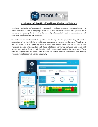Attributes and Benefits of Intelligent Monitoring Software