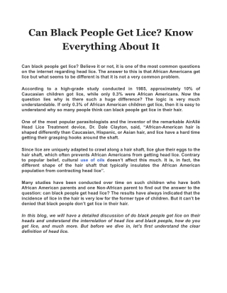 Can Black People Get Lice? Know Everything About It