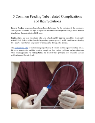 5 Common Feeding Tube-related Complications and their Solutions