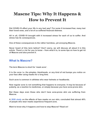 Mascne Tips: Why It Happens & How to Prevent It
