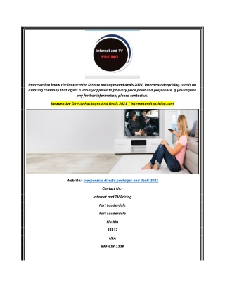 Inexpensive Directv Packages And Deals 2021  Internetandtvpricing.com