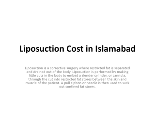 Liposuction Cost in Islamabad Pakistan