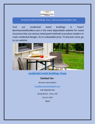 Residential Metal Buildings Texas | Barnhaussteelbuilders.com