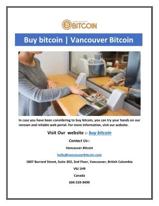 Buy bitcoin | Vancouver Bitcoin