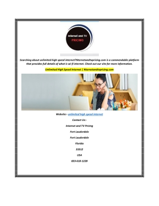 Unlimited High Speed Internet  Nternetandtvpricing.com