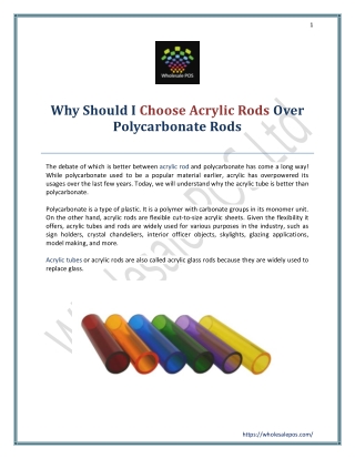 Why Should I Choose Acrylic Rods Over Polycarbonate Rods?