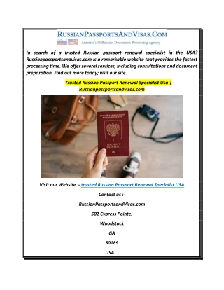 Trusted Russian Passport Renewal Specialist Usa  Russianpassportsandvisas.com