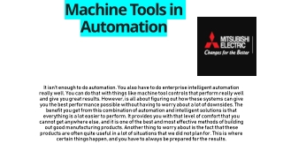 Machine Tools in Automation