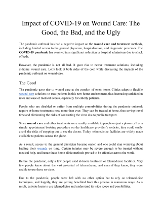 Impact of COVID-19 on Wound Care: The Good, the Bad, and the Ugly