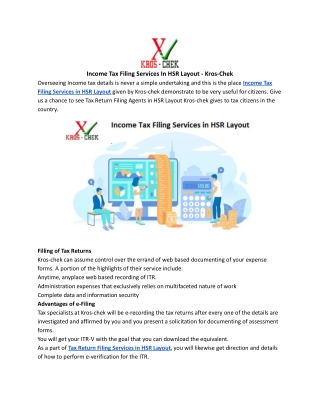 Income Tax Filing Services In HSR Layout - Kros-Chek