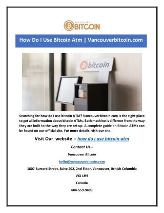 How Do I Use Bitcoin Atm | Vancouverbitcoin.com