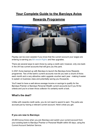 Your Complete Guide to the Barclays Avios Rewards Programme