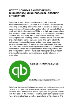 How to connect Quickbooks With Salesforce