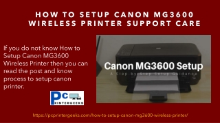 How to Setup Canon MG3600 Wireless Printer - Support Care