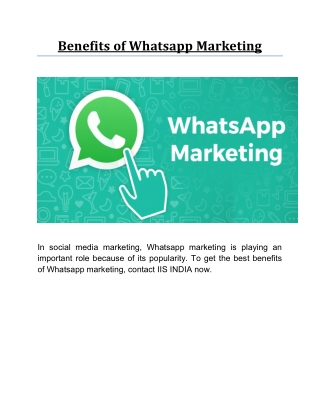 Benefits of Whatsapp Marketing