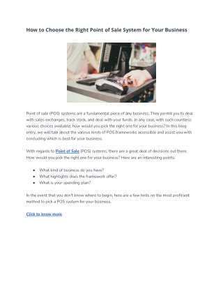 How to Choose the Right Point of Sale System for Your Business
