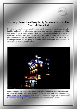 Luxury Hotels in Mcleodganj