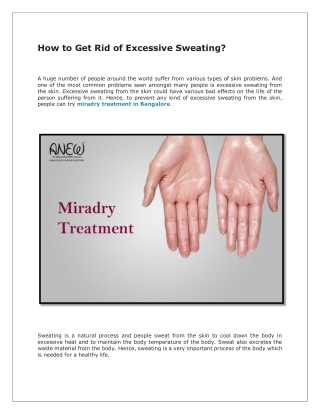 How to Get Rid of Excessive Sweating ?
