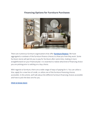 Financing Options for Furniture Purchases