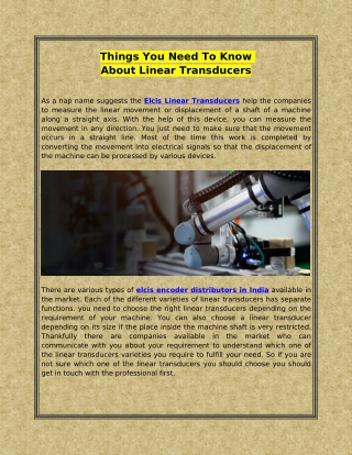 Things You Need To Know About Linear Transducers