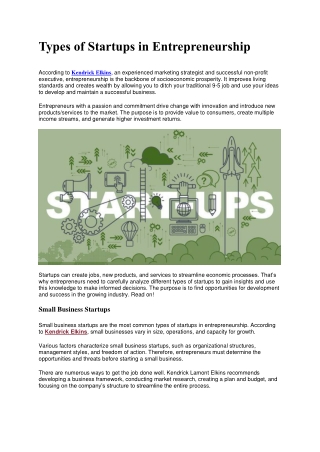 Types of Startups in Entrepreneurship