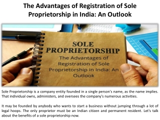 The Benefits of Sole Proprietorship Registration in India An Outlook