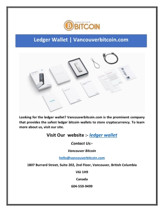 Ledger Wallet | Vancouverbitcoin.com